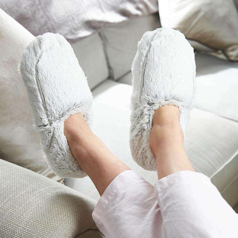 Marshmallow Gray Slippers Warmies® - Classic Notes